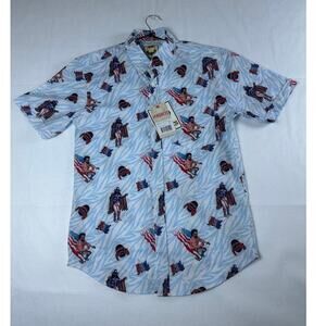 WWE x RSVLTS Shirt Men's SMALL Randy Savage Macho Man Wrestling Button Up